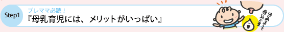 Step1　プレママ必読！ 『母乳育児には、メリットがいっぱい』