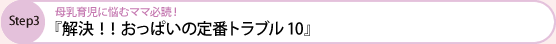 step3　母乳育児に悩むママ必読！　『解決！！おっぱいの定番トラブル10』 